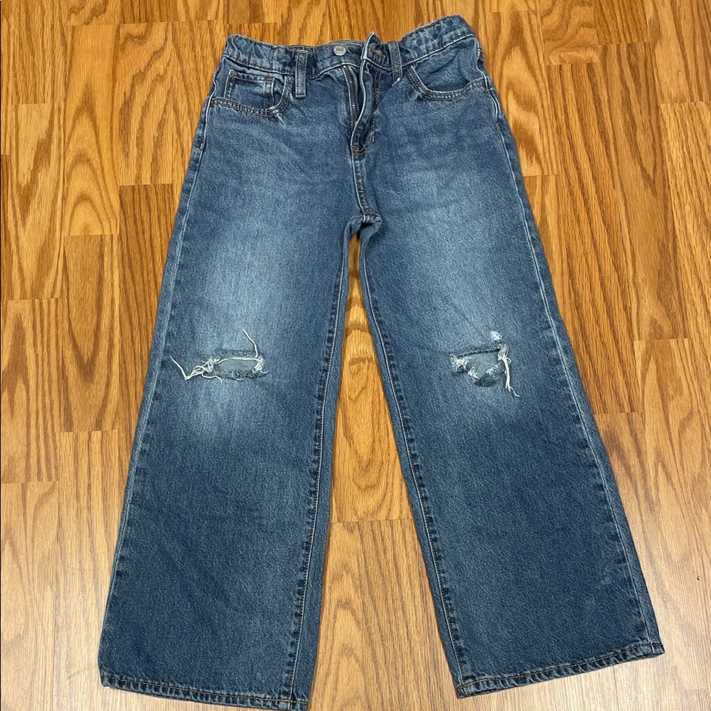 Old Navy Kids Distressed Highrise Baggy Wide leg Blue Jeans